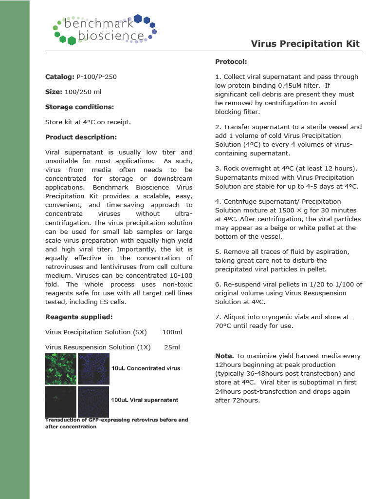 Virus Precipitation Kit (250mL) - Cat. No. P250